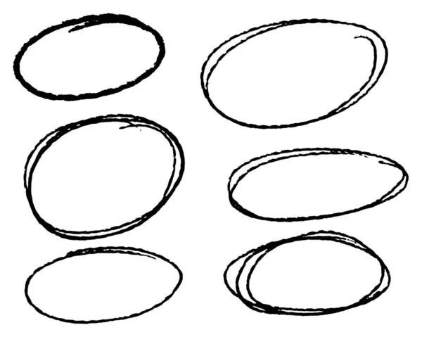 Doodle Set Nero Disegnato Mano Linea Cerchio Sketch Set Cerchi — Vettoriale Stock