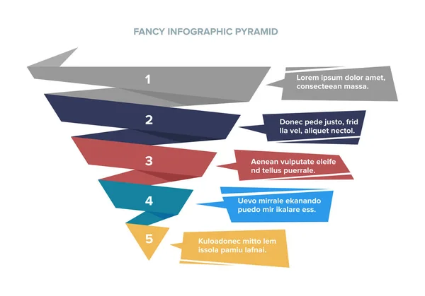 Gerarchia Variopinta Piramide Infografica Colorata Con Passi Con Descrizione Accanto — Vettoriale Stock