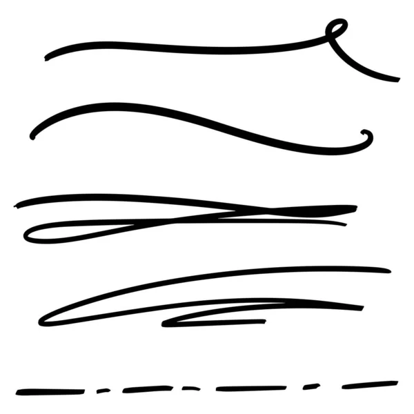 Kézzel Készített Kollekció Készlet Aláhúzott Strokes Marker Brush Doodle Style — Stock Vector