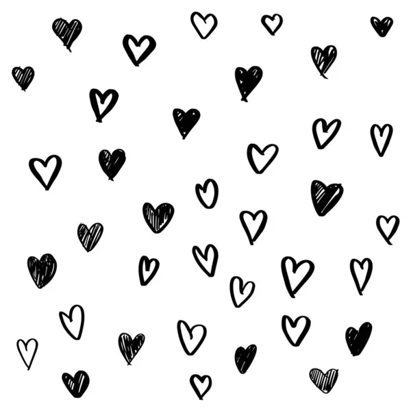 Μια Σειρά Από Εννιά Χειροποίητα Καρδιά Χειροχαρισμένες Καρδιές Μαρκαδόρος Απεικόνιση — Διανυσματικό Αρχείο