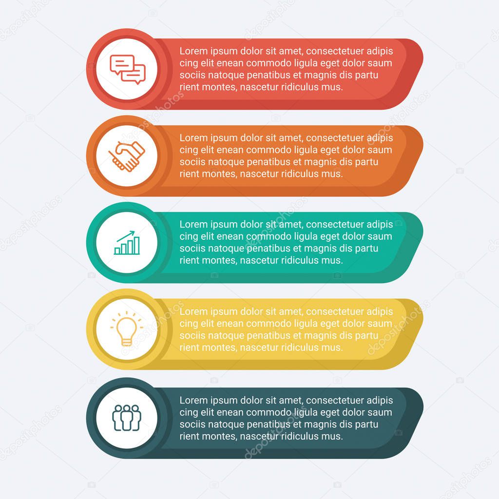 Colorful infographic banners made from circles icons in modern simple style web design layout