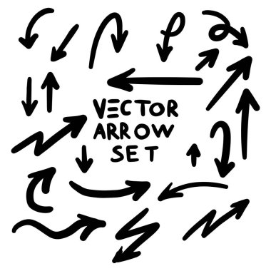 Illustration of Grunge Sketch Handmade Watercolor Doodle Vector Arrow Set  clipart