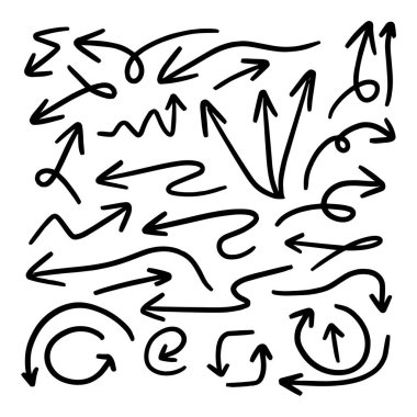 Grunge Sketch el yapımı suluboya Doodle vector ok set EPS Illustration