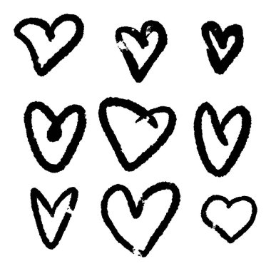 El çizilmiş kalpler beyaz arka plan üzerinde izole. Grafik tasarımınız için vektör çizimi 