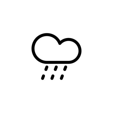yağmurlu bulut siyah beyaz vektör simgesi 