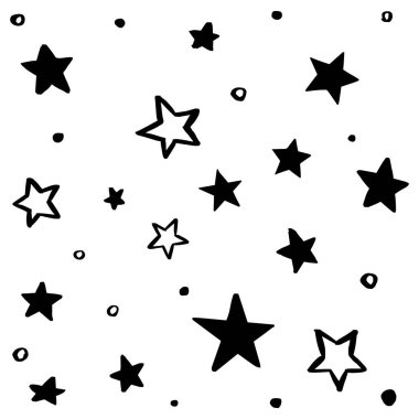 Modern geometrik yıldız deseni. Elle çizilmiş vektör yıldız desen arka plan 