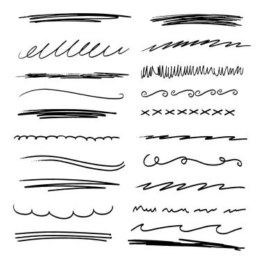 Rasgele elle çizilmiş çizgiler tarzı marker fırça seti doodle