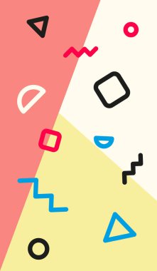 Renkli geometrik soyut arka plan, geometrik desen, Memphis tarzı