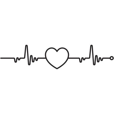 Heartbeat Line Cardio Minimal Stil Simge Sembolü