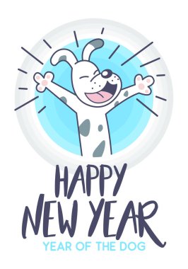 Mutlu Çin yeni yıl 2018 köpek tebrik kartı yıl Çin Ocak