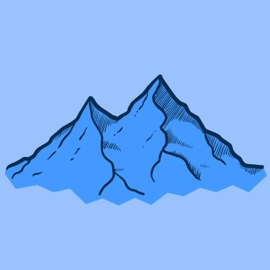 Bir dağ zirvesinde el çizilmiş görüntü, oyma tarzı-vektör Illustration EPS 