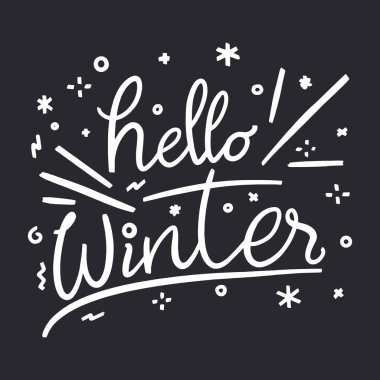 Merhaba dekoratif tebrik kartı yazı kış