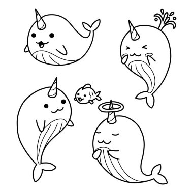 Sevimli balina uniwhale vektör Illustration 