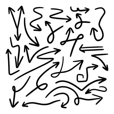 Grunge Sketch el yapımı suluboya Doodle vector ok set EPS Illustration