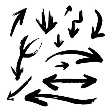 Vektör okları fırçalar ve işaretçileri olan yapılan Doodle tarzı handdrawn kümesi