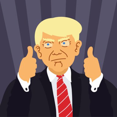 Washington Dc, bize - Şubat 2019: Cumhurbaşkanı Donald Trump vektör çizim karikatür portre