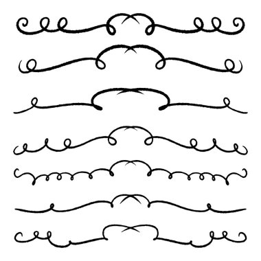 Handdrawn girdaplar ve eğriler koleksiyonu. Düğün kartları için süs eşyaları tasarım elemanı, davetiyeler, tarih kartları, restoran için el ilanları kaydetmek 