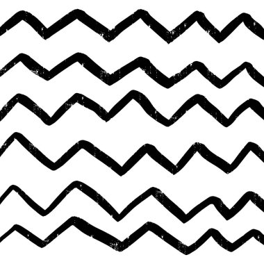 El çizilen zig zag şekiller Ile Dekoratif desen Siyah ve beyaz renklerde el boyalı grungy mürekkep doodle dijital kağıt, kumaş, fon, sarma için trendy tasarım elemanı sonsuz doku