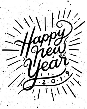 Yeni yıl arifesinde boş geçmiş için mutlu yeni yıl 2019 kutlama tebrik kartı.