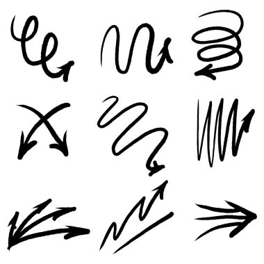 Grunge çizimi el yapımı suluboya karalama vektör kümesi 