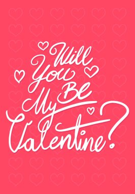 Tipografi Fırça Stili Happy Valentines Day Tebrik Kartı