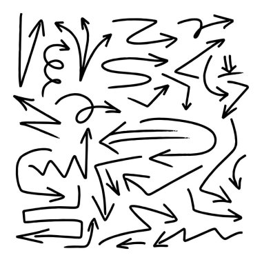 Grunge Sketch el yapımı suluboya Doodle vector ok set EPS Illustration