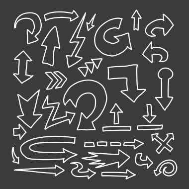 Grunge Skeç El Yapımı Suluboya Çizim Vektör Oku Koleksiyonu 