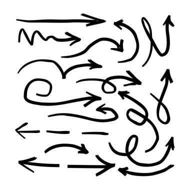 Vektör okları fırçalar ve işaretçileri olan yapılan Doodle tarzı handdrawn kümesi