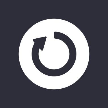 Tasarım logonuz ui Vector illüstrasyon Eps10 için izole koyu arka plan sembolü üzerinde trendy düz stil beyaz Uygulama Mobil simgesi reload