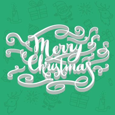 Handdrawn Merry Christmas Kart Çizim Kırmızı Kart Yazı Tipografi