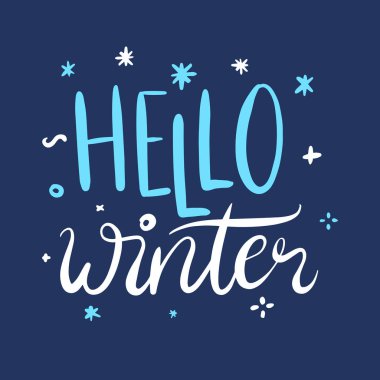 Merhaba dekoratif tebrik kartı yazı kış