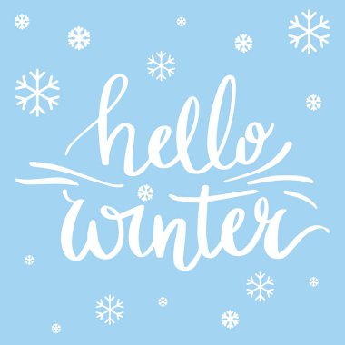 Merhaba dekoratif tebrik kartı yazı kış