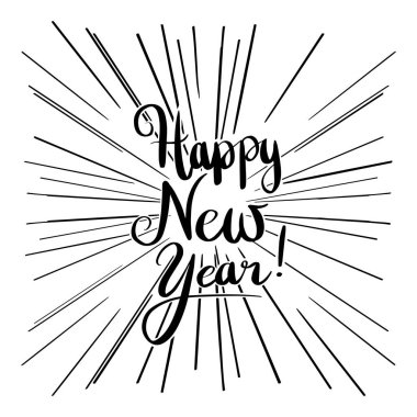 Yeni Yılınız Kutlu Olsun. Metin sıçratan hareket tarzı arka plan olarak dekore edilmiş. Soyut tasarım arka plan ile. Desen afiş şablon