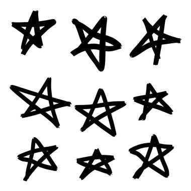 Modern geometrik yıldız deseni. Elle çizilmiş vektör yıldız desen arka plan 