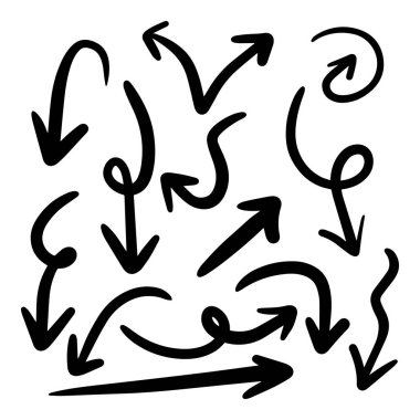 Grunge Sketch el yapımı suluboya Doodle vector ok set EPS Illustration