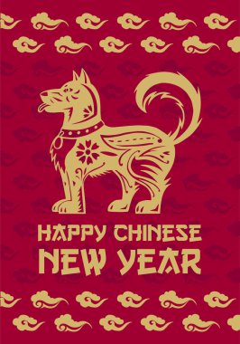 Mutlu Çin yeni yıl 2018 köpek tebrik kartı yıl Çin Ocak