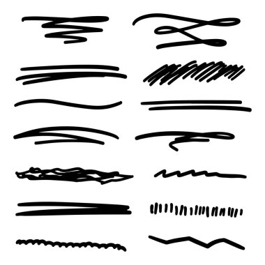 Rasgele elle çizilmiş çizgiler tarzı marker fırça seti doodle
