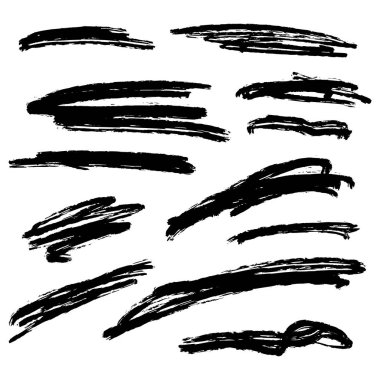İşaretleyici Fırça Biçiminde Altı Çizili Vuruşlar El Yapımı Koleksiyon Kümesi Çeşitli Şekiller