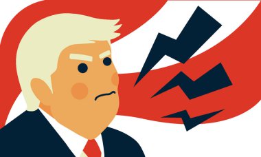 Washington Dc, bize - Şubat 2019: Cumhurbaşkanı Donald Trump vektör çizim karikatür portre