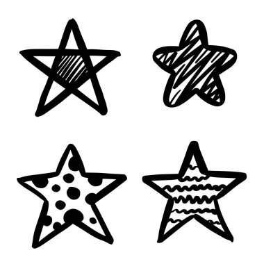 Modern geometrik yıldız deseni. Elle çizilmiş vektör yıldız desen arka plan 