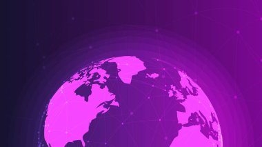 Blockchain Fütüristik teknoloji hud ui arka plan dünya dünya ve blockchain çokgen ile 