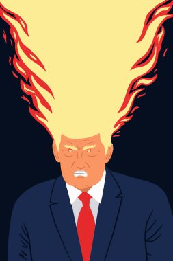 Washington Dc, bize - Şubat 2019: Cumhurbaşkanı Donald Trump vektör çizim karikatür portre