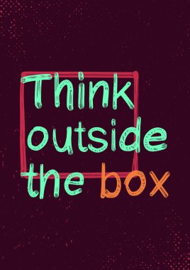 Kutu Dışında Düşünün Renkli Soyut El Günlük İlham için Poster çizilmiş