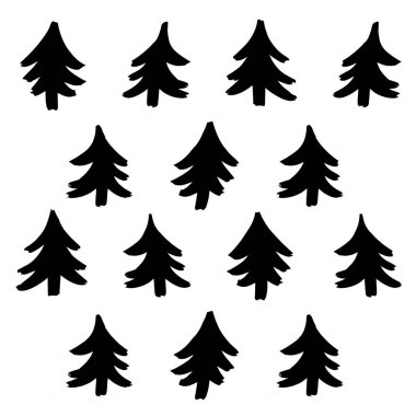 Handdrawn Noel ağacı deseni. Tebrik kartları, sarar ve poster için harika