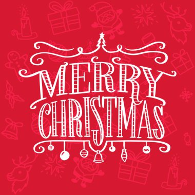 Handdrawn Merry Noel yazı tipografi selamlar kart