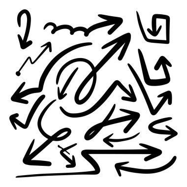 Grunge Sketch el yapımı suluboya Doodle vector ok set EPS Illustration