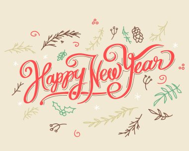 Happy New Year Dekoratif Kutlama tebrik kartı yeni yıl için