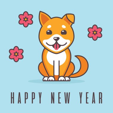 Mutlu Çin yeni yıl 2018 köpek tebrik kartı yıl Çin Ocak