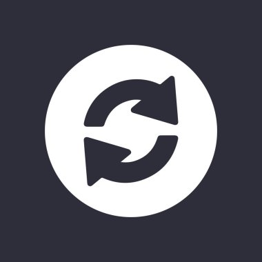 Tasarım logonuz ui Vector illüstrasyon Eps10 için izole koyu arka plan sembolü üzerinde trendy düz stil beyaz Uygulama Mobil simgesini yenileyin