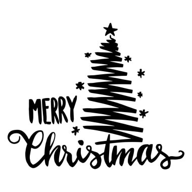 Handdrawn Merry Noel yazı tipografi selamlar kart 